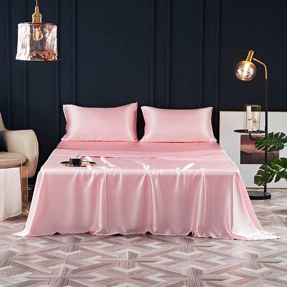 NEW 4 Pcs Satin Sheets - Silk Silky Super Soft Extra Deep PocketSheet …